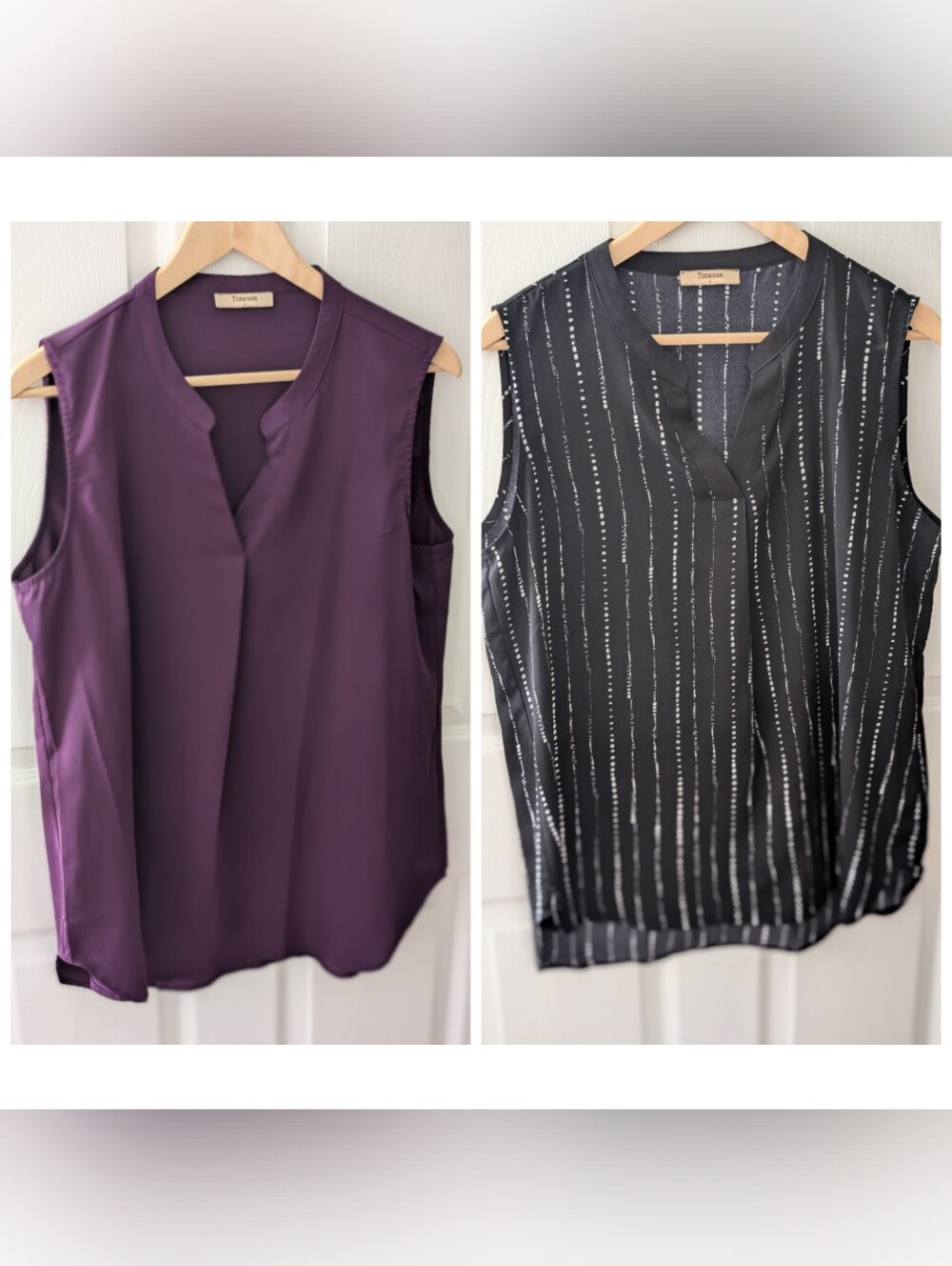 2-Pack Sleeveless V-Neck Sleeveless Blouses - Deep Purple and Black 🖤💜